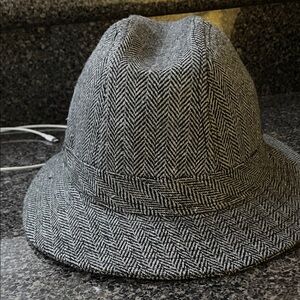 Gray Herringbone Fedora Hat